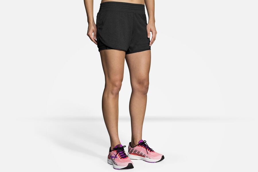 Womens Brooks Rep 3" 2-in-1 Bottoms Black | 026451-ZGA